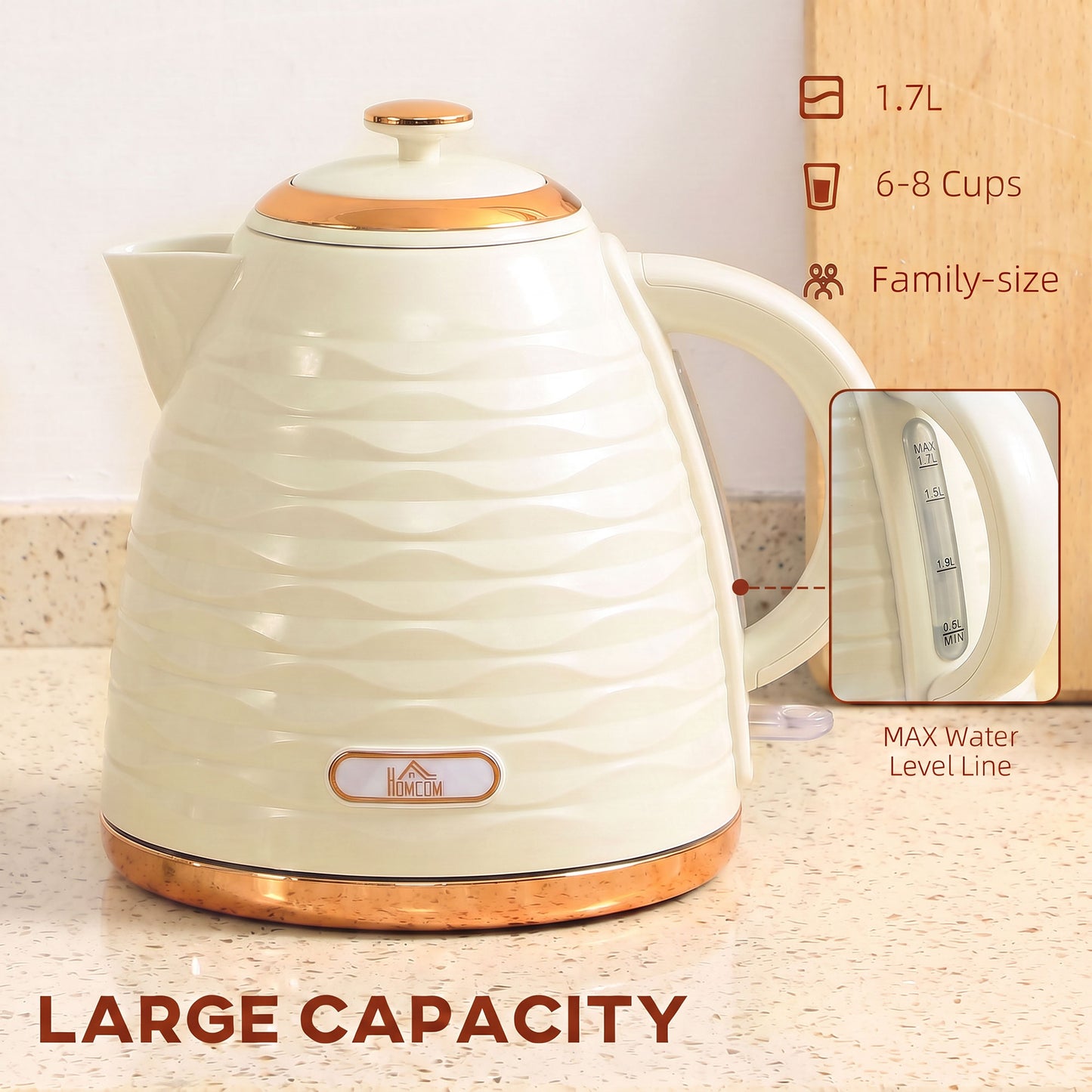 3kW Rapid Boil Honeycomb Kettle - Cream White