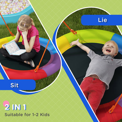 Metal Kids Swing Set Nest Swing Seat with A-Frame Structure for Outdoor Use - Multicoloured