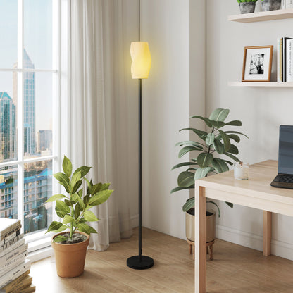 Floor Lamp for Living Room, 3D Printed Modern Standing Lamp with Flowing Curved Shade, 3 Colour Temperature & Foot Switch