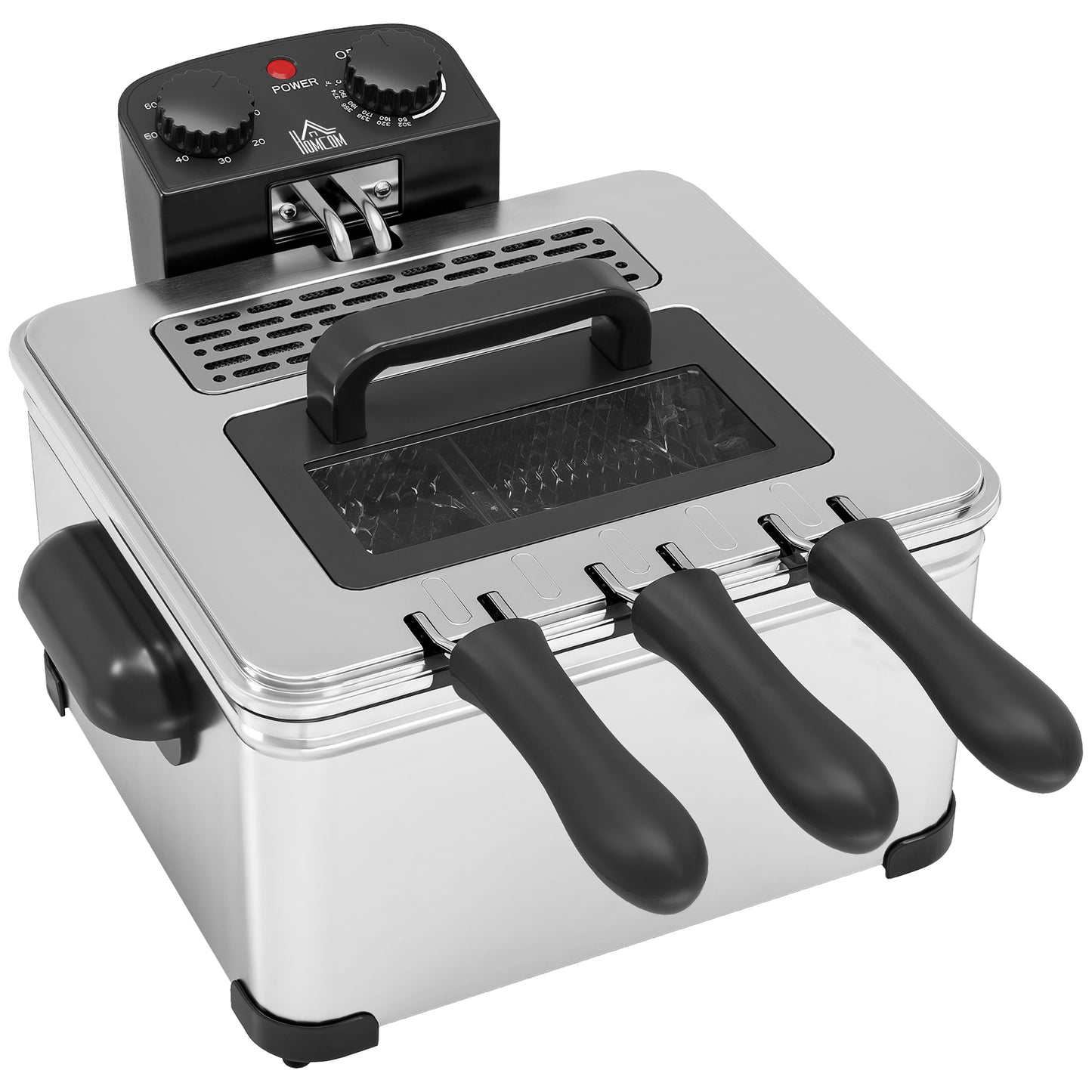 5 Litre Deep Fat Fryer Stainless Steel with Adjustable Temperature, 60min Timer, Removable Oil Basket
