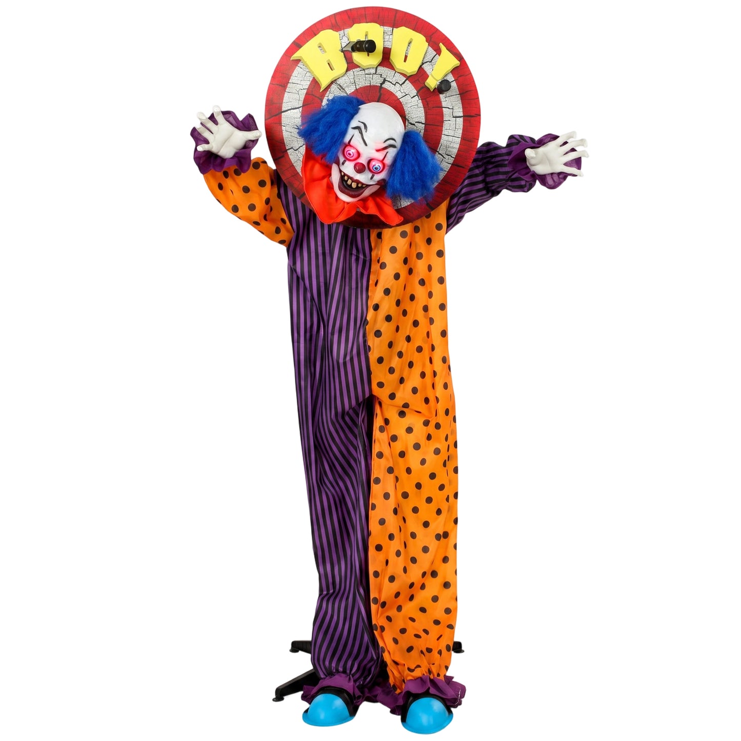 167 cm Life Size Animated Clown Halloween Decoration, Scary Halloween Animatronics Decor with Sound Touch Activated