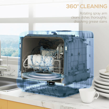 6L Five-Mode Tabletop Dishwasher - Black