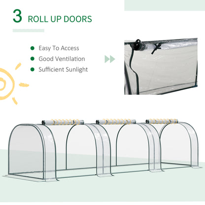 Mini Greenhouse, Small Polytunnel Green House with Zipped Doors, Steel Frame for Garden Patio, 300 x 100 x 80cm, Clear