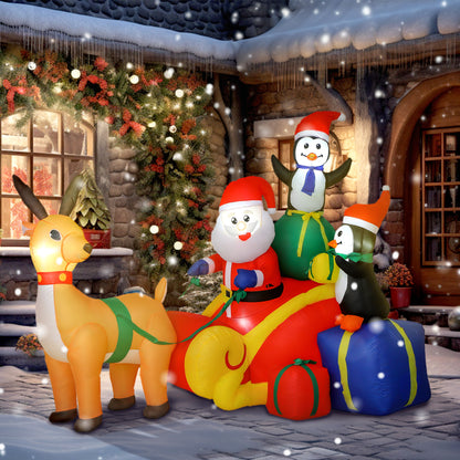 6ft Inflatable Santa Sleigh Decoration, with Accessories