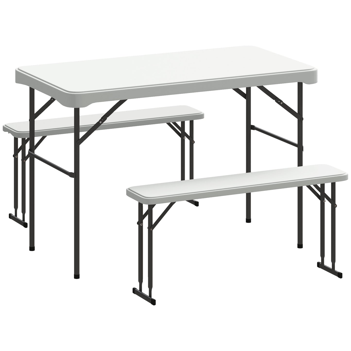 Three-Piece Folding Picnic Table and Bench Set - White