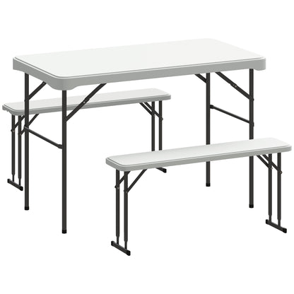 Three-Piece Folding Picnic Table and Bench Set - White