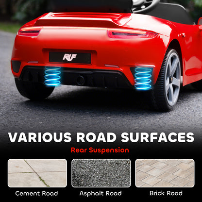 Kids Electric Car, 12V Licensed RUF GT Ride on Car with Suspension, Remote Control, Music, for 3-5 Years, Red