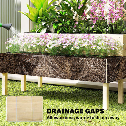 Raised Garden Bed 2-Tier Stepped Design Planter Box with Trellis for Climbing Plants 108x62x120 cm