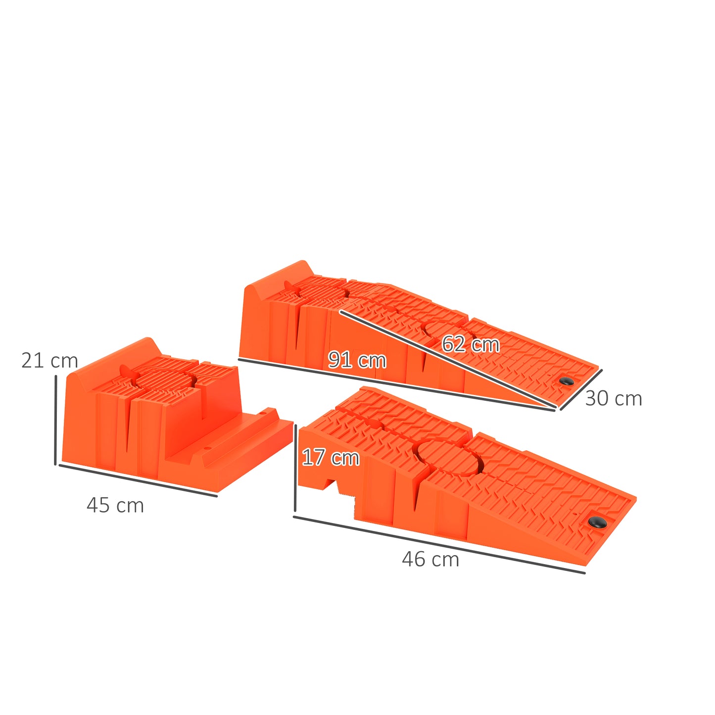 2 PCs Car Ramps Heavy Duty 2.5 Ton Motorhome Levelling Ramps, Plastic Garage Workshop Car Lift