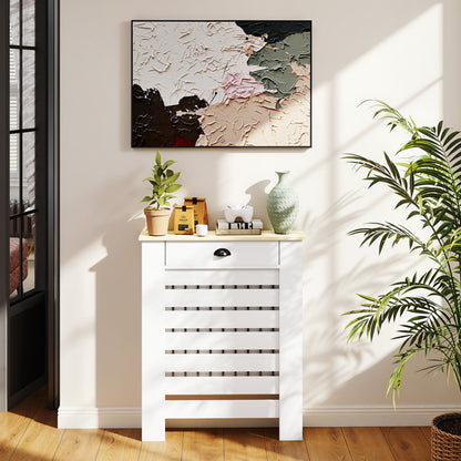 95.5H x 78Wcm Radiator Cover, with Drawer - White