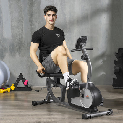Exercise Bike with LCD Display, Stationary Bike with Quiet 8-Level Magnetic Resistance, Adjustable Seat and Backrest