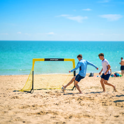 Pop Up Football Goal, Portable Folding Football Net with Carry Bag, 4 U-Shaped Ground Stakes, Fibreglass Pole