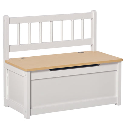 2 In 1 Wooden Toy Box, Seat Storage Bench, Storage Chest Cabinet Organiser, with Safety Pneumatic Rod