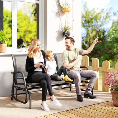 3-Seat Glider Rocking Chair for 3 People Garden Bench Patio Furniture Metal Frame, Grey