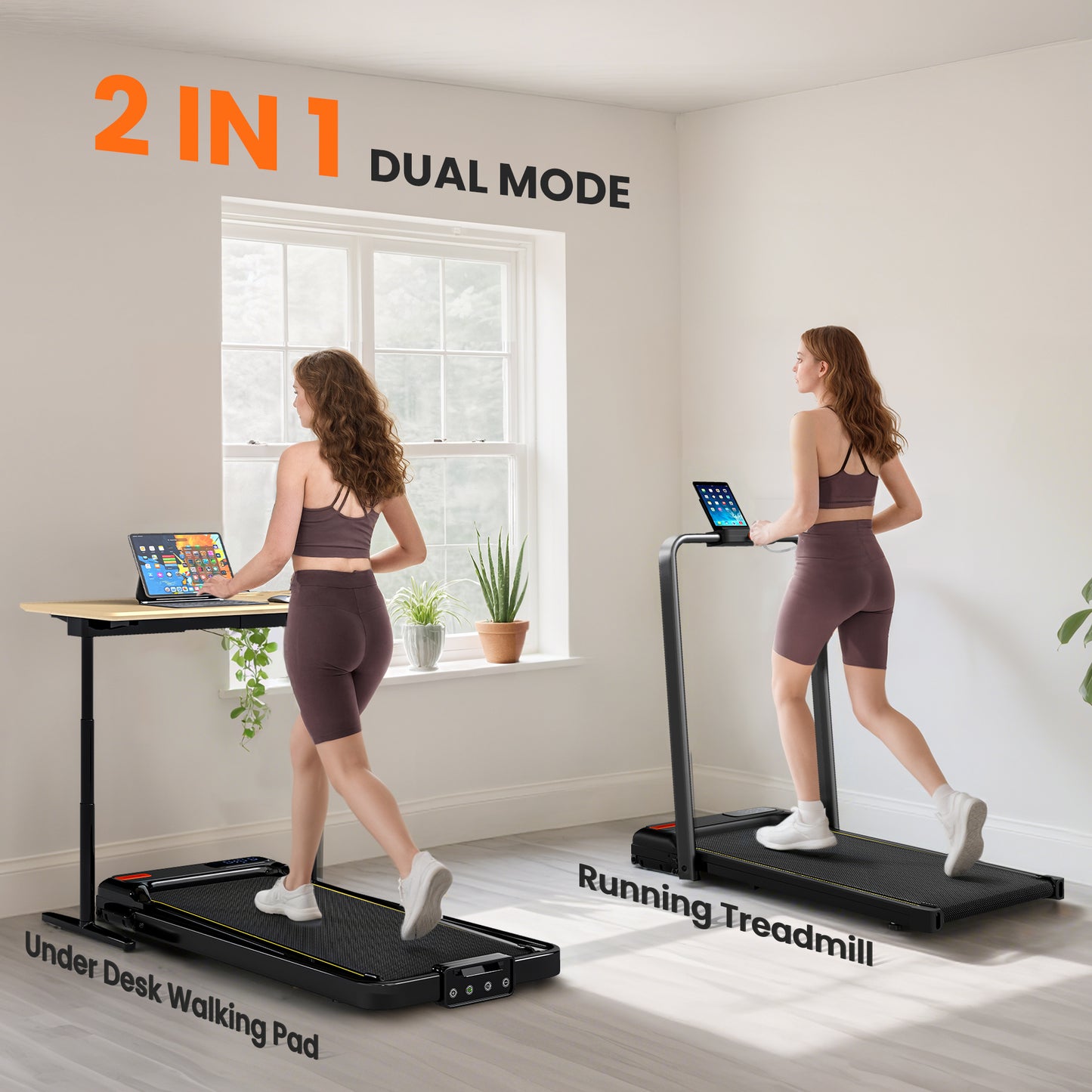 Folding Walking Treadmill, Under Desk Walking Pad with Incline, Black