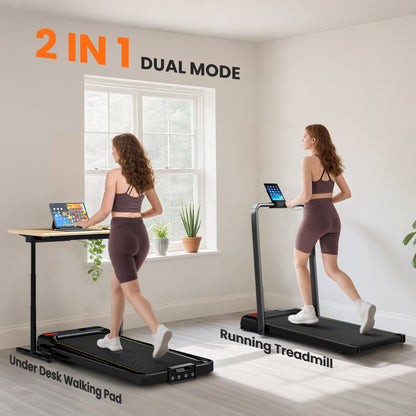 Folding Walking Treadmill, Under Desk Walking Pad with Incline, Black