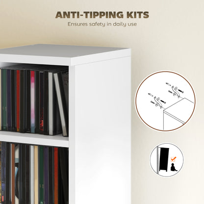 Set of 2 CD Media Display Shelf Unit Tower Rack with Adjustable Shelves, White