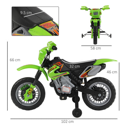 Kids Electric Motorbike, 6V Battery Powered Ride on Motorcycle with Training Wheels, Start-up Button, Pedal