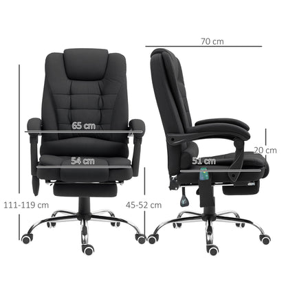 Office Chair with 6 Point Massage and Back Heat, Microfibre Desk Chair with Footrest Adjustable Height and Swivel Wheels