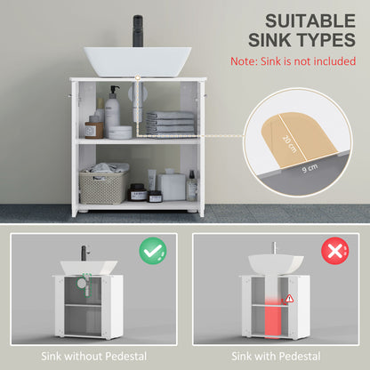 Under Sink Cabinet, Bathroom Vanity Unit, Pedestal Under Sink Design, Storage Cupboard with Adjustable Shelf, High Gloss