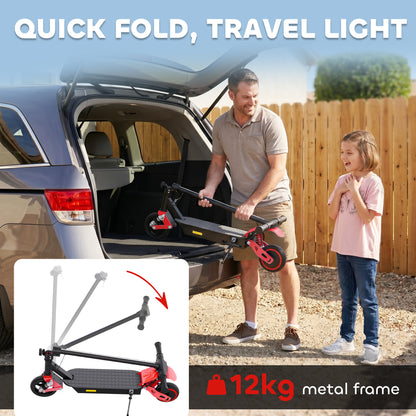 Foldable Kids Electric Scooter with LCD Display, Dual Shock Absorption, Up to 15 KM/H, Max Range 6 KM for Age 6-14, Red