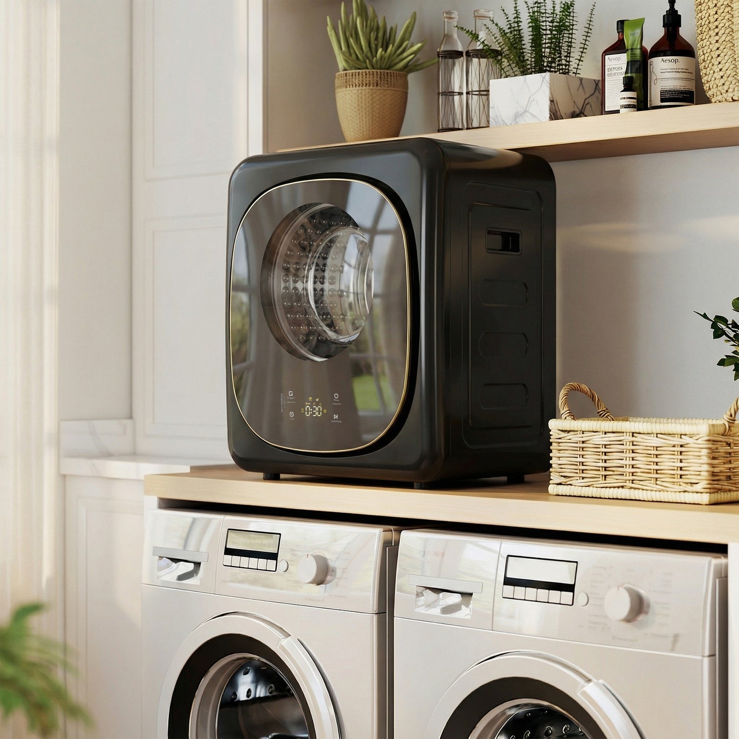 4kg Vented Tumble Dryer with 5 Drying Mode, 800W Compact Freestanding Front Tumble Dryer, Black