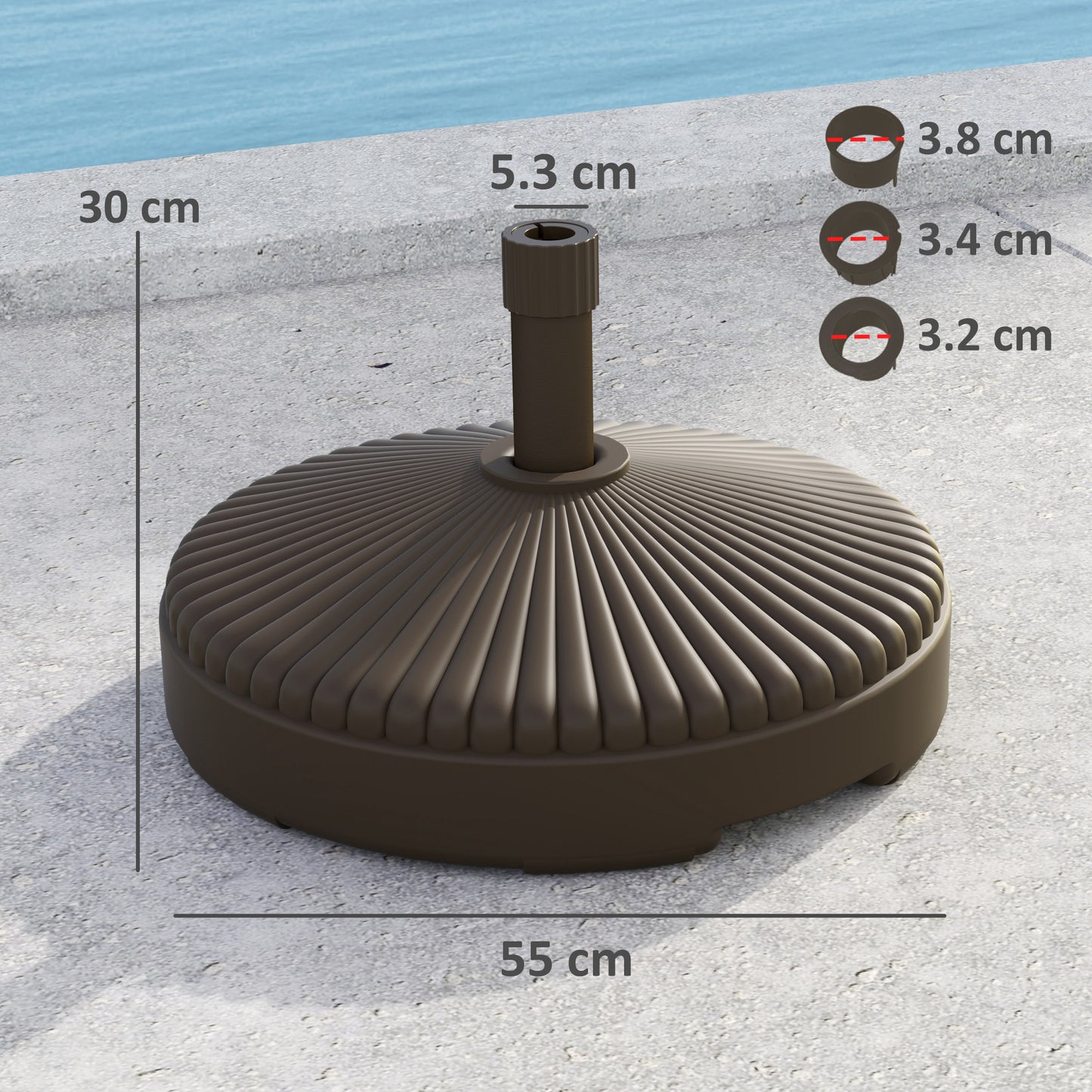 Garden Parasol Base Holder, 28kg Sand Filled, 23kg Water Filled, Sun Umbrella Base Outdoor Umbrella Stand Weight, Brown