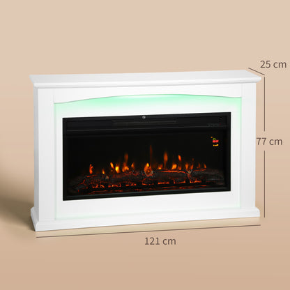 2000W 5118 BTU Faux Flame Fireplace - White