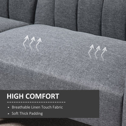 3 Seater Sofa Bed, Convertible Linen Fabric Sofa Couch, Click Clack Sofabed with Adjustable Split Backrest for Living Room
