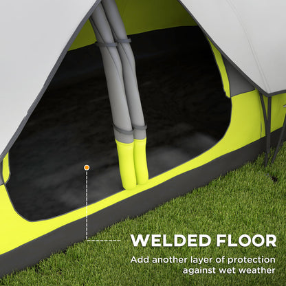 Camping Tent for 6 Man with 2000mm Water Resistant Rainfly and Carry Bag for Fishing Hiking Festival, Yellow