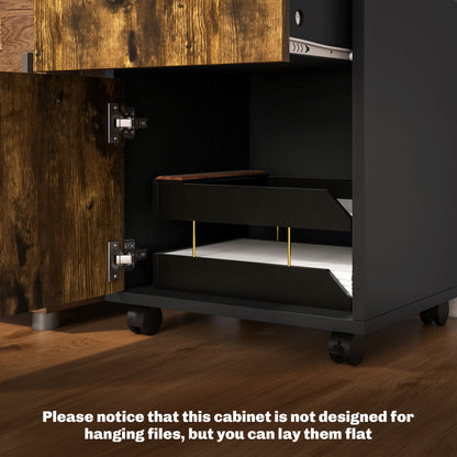 Filing Cabinet, Mobile File Cabinet with 2 Lockable Drawers, Office Home Organiser on Wheels for A4
