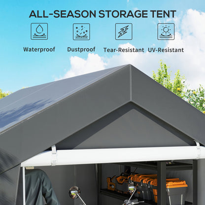 3.6 x 2.1m Portable Outdoor Shed, with Window - Dark Grey
