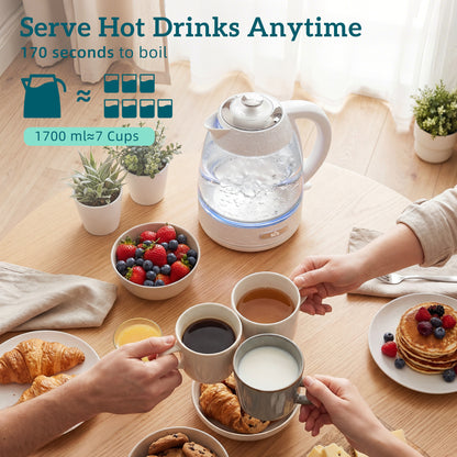 Kettle and Toaster Set, 1.7L 3000W Rapid Kettle with Strix Thermostat, 4 Slice Toaster with 7 Browning Controls, Cream