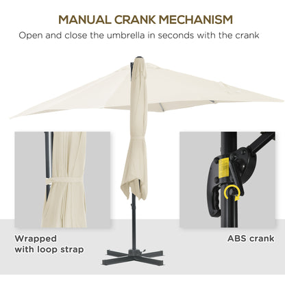 2.5 x 2.5m Patio Offset Parasol Umbrella Cantilever Hanging Aluminium Sun Shade Canopy Shelter 360° Rotation