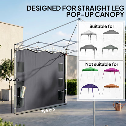 195 x 295cm Replacement Gazebo Sidewall - Grey