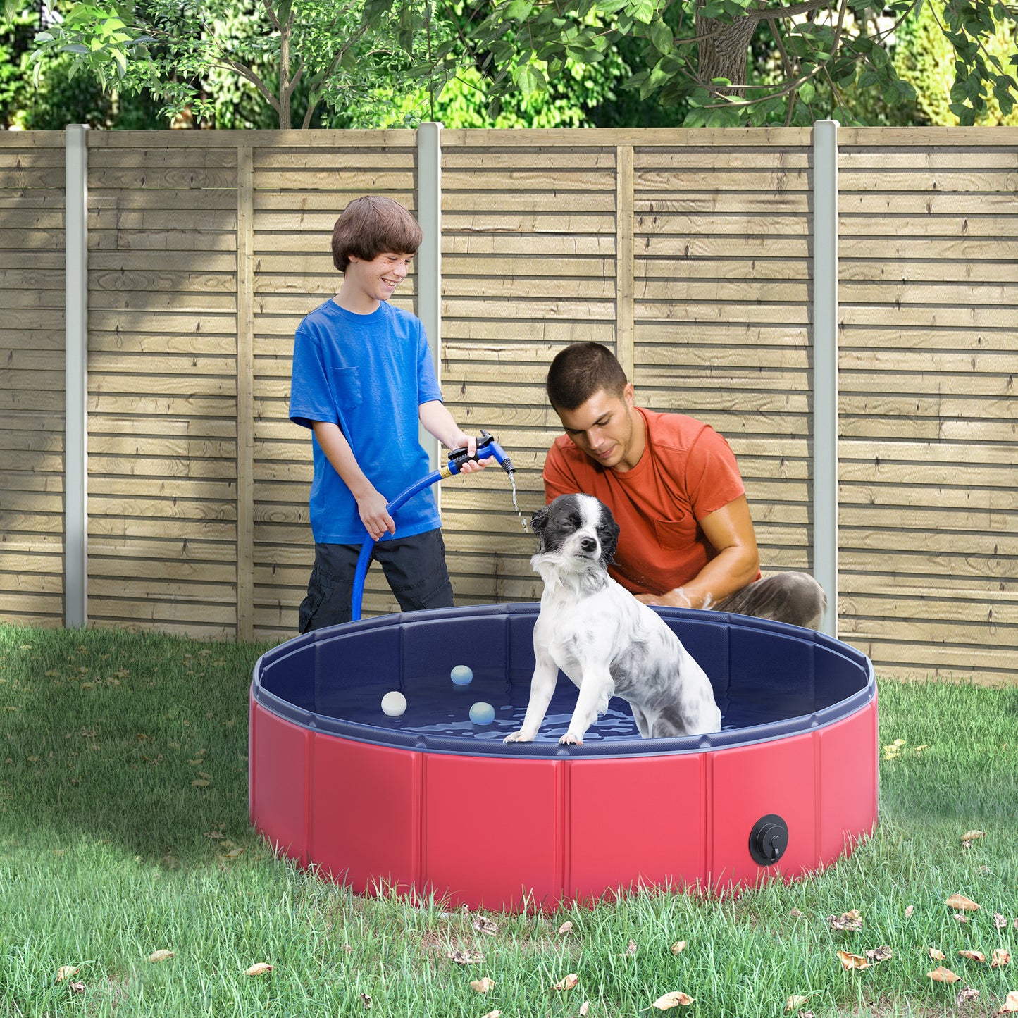 Foldable Dog Pool for Puppies and Ducks, Thickened PVC Dog Paddling Pool Bath Tub Hard Board
