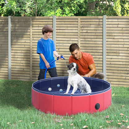 Foldable Dog Pool for Puppies and Ducks, Thickened PVC Dog Paddling Pool Bath Tub Hard Board