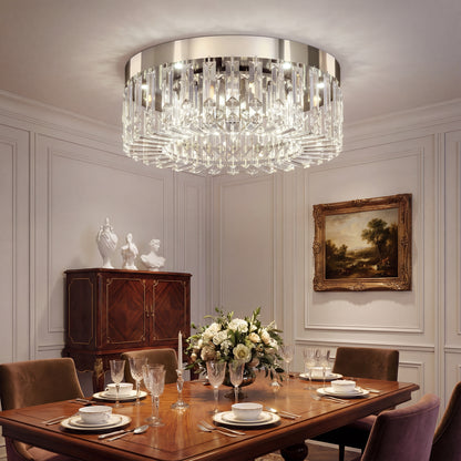 Crystal Chandeliers with 160 Crystal Pendants, 6-Light Ceiling Light for Living Room, Bedroom Dining Room, Silver Tone