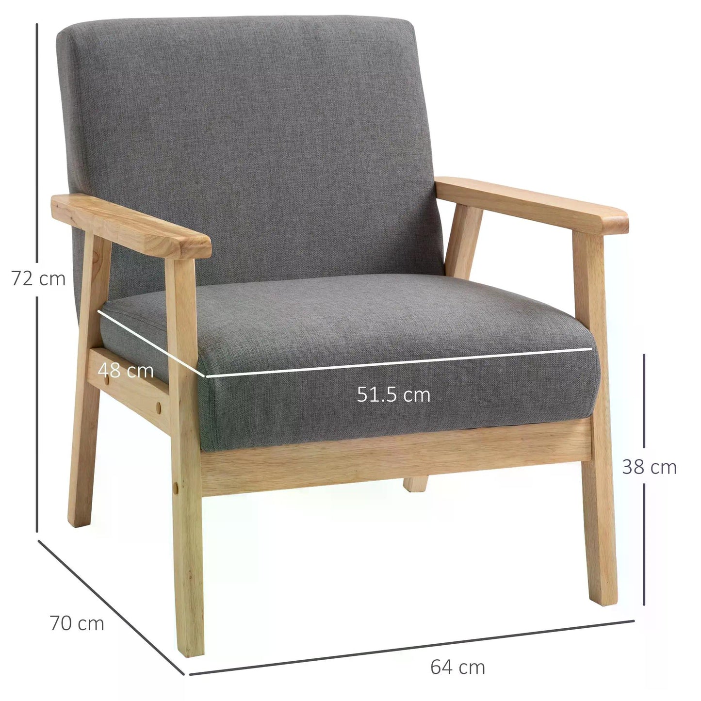 Minimalist Wooden Accent Chair with Padded Seat