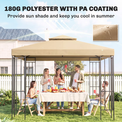 3(m) Gazebo Top Cover Double Tier Canopy Replacement Pavilion Roof Deep Beige