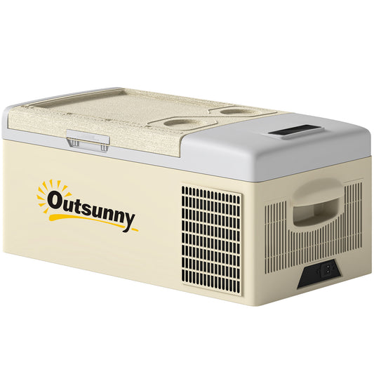 16L Portable Car Fridge, -20℃ to 10℃ Adjustable Temperature - Khaki/Grey