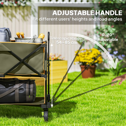 Double Decker Folding Festival Trolley on Wheels, 200KG & 350L Capacity Collapsible Wagon Festival Trolley Cart