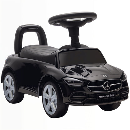 Official Mercedes-Benz Ride On Car, Foot to Floor Sliding Walker with Horn, Engine Sounds and Under-Seat Storage, Black