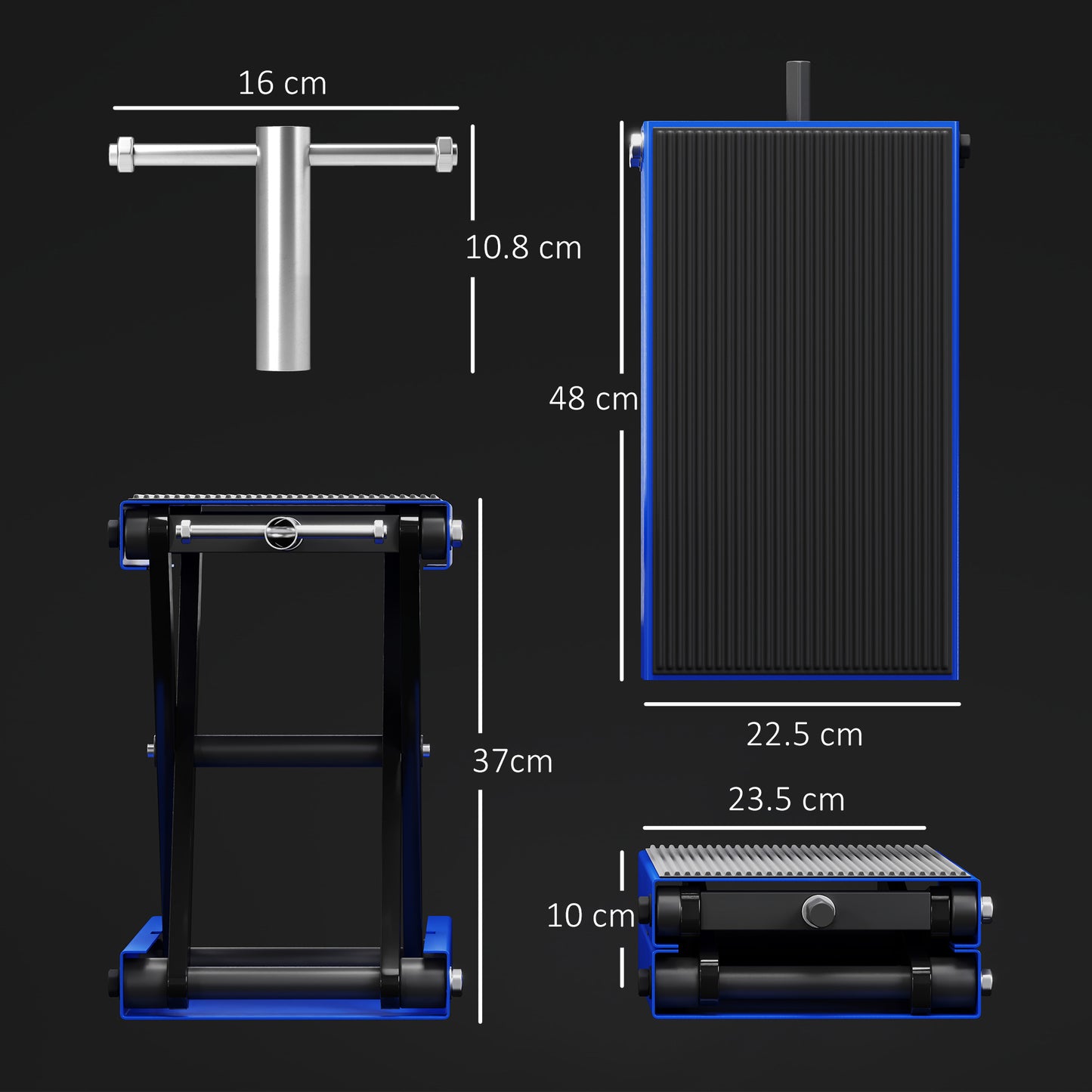 500KG Motorcycle Lift Scissor Jack, Height Adjustable Motorbike Stand with Anti-Slip Wide Deck
