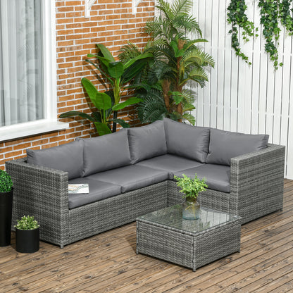 3 Pieces PE Rattan Garden Furniture Set with 10 cm Thick Cushions