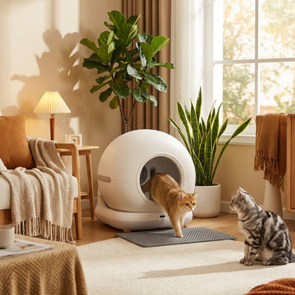 72L Self Cleaning Cat Litter Tray Automatic Cat Litter Box APP Control for Multiple Cats