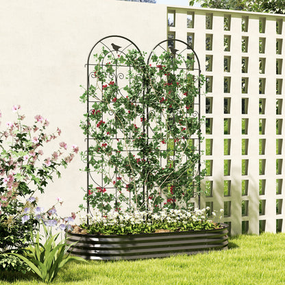 Set of 2 Garden Trellis, Metal Fence Panels for Climbing Outdoor Plants, Flowers, 180 x 50cm