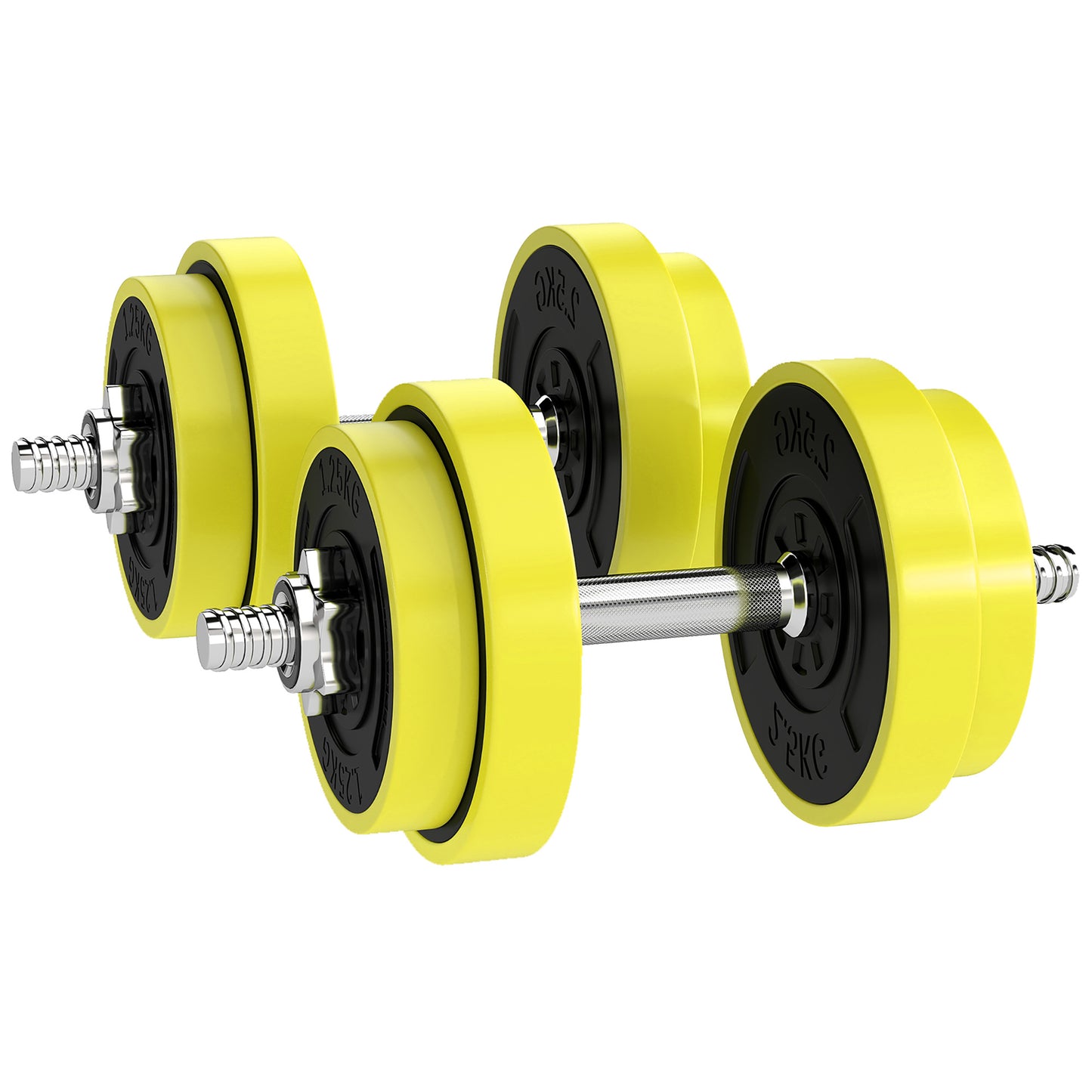 20KGS 2-In-1 Dumbbell & Barbell Adjustable Set Strength Muscle Exercise Fitness Plate Bar Clamp Rod Home Gym Sports Area