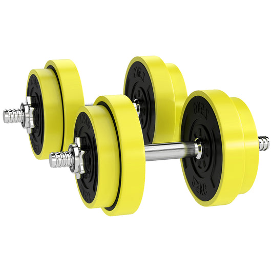 20KGS 2-In-1 Dumbbell & Barbell Adjustable Set Strength Muscle Exercise Fitness Plate Bar Clamp Rod Home Gym Sports Area