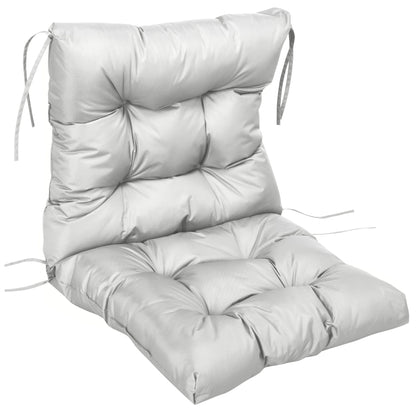 Garden Back Chair Cushion, Comfortable Patio Seat Cushion Pad with Backrest for Outdoor & Indoor Use, Light Grey